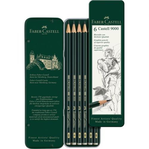 Набір графітних олівців 6шт. 9000 НВ-8В Faber-Castell