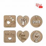 Мітки Love Rosa Talent 6шт. 4х4см ДВП