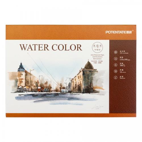 Склейка для акварелі Potentate 300 г, 16 аркушів, Cold Press, середнє зерно