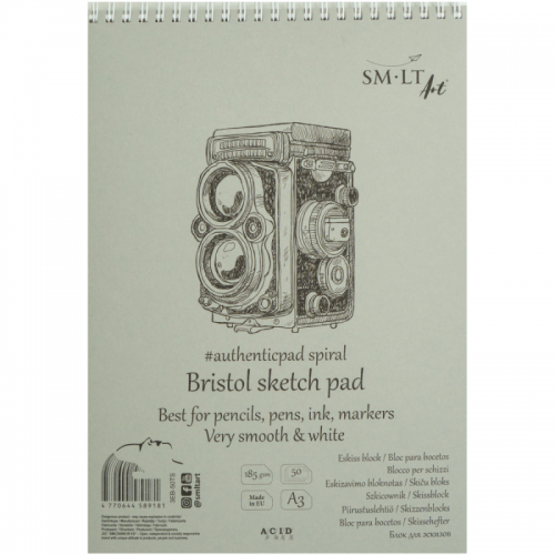Альбом для ескізів Authentic Bristol Smiltainis А3 185г 50а на спіралі