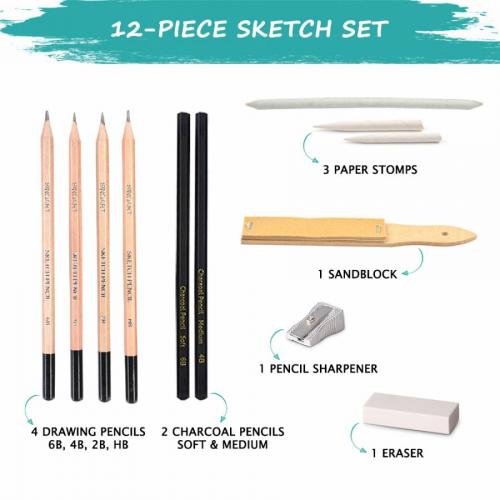 Набір для рисунку та скетчингу Sinoart Sketch & Drawing 12 предметів