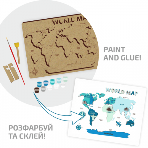 Набір картина 3D Rosa Talent World Map 30,5х37,5см, МДФ