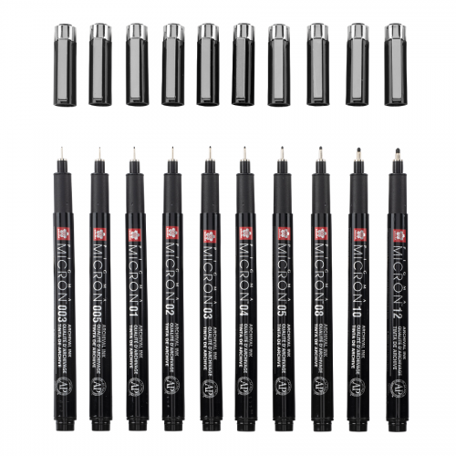 Набір лінерів Sakura Black Edition Pigma Micron 10шт. у фетровому пеналі