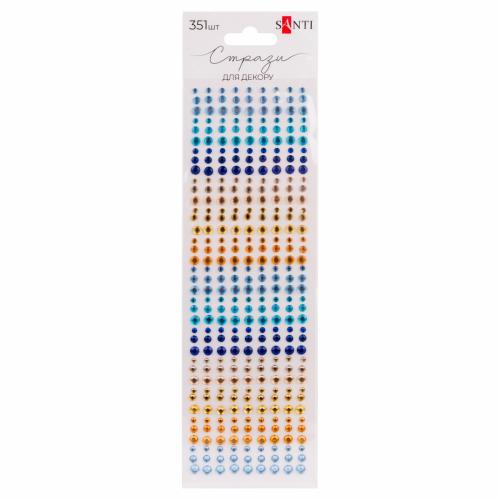 Стрази самоклеючі Santi Colour мікс блакитні, жовті 351шт