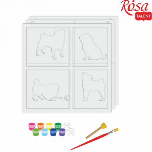 Набір картина 3D Rosa Talent 4 Dogs 30х30см, ДВП грунтоване 3 шари
