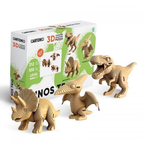 Набір Картонний 3D пазл CARTONIC Dinos Trio