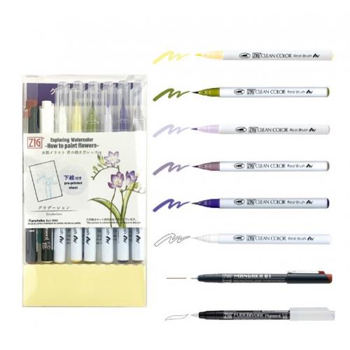Набір Kuretake Watercolour How to paint flowers Gradation