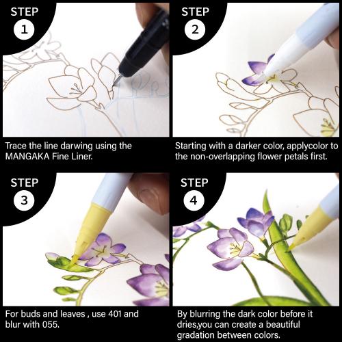 Набір Kuretake Watercolour How to paint flowers Gradation