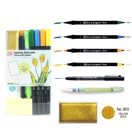Набір Kuretake Watercolour How to paint flowers Wet on Wet
