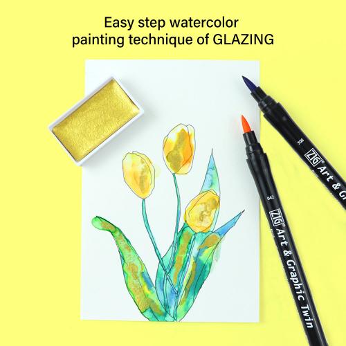 Набір Kuretake Watercolour How to paint flowers Wet on Wet
