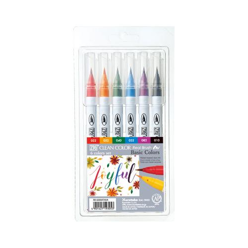 Набір маркерів Kuretake ZIG Clean Color Real Brush Color set 6кол.