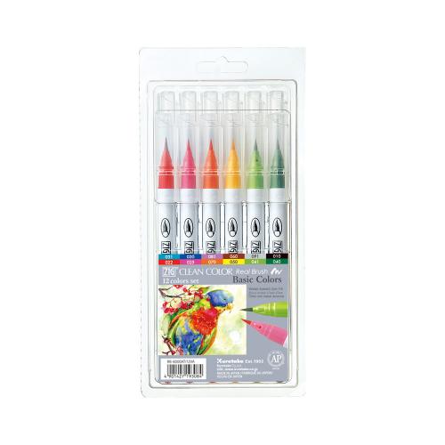 Набір маркерів Kuretake ZIG Clean Color Real Brush Color set 12кол.