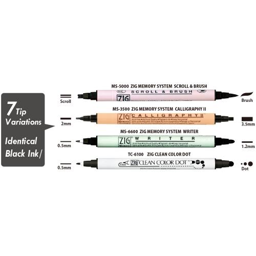Набір маркерів Kuretake ZIG TWIN BLACK MARKER 4шт.