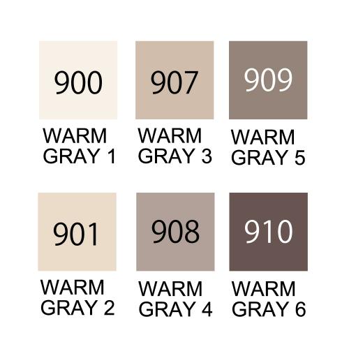 Набір маркерів Kuretake ZIG Clean Color Real Brush Warm Gray 6кол.