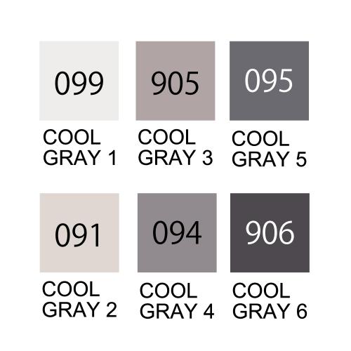 Набір маркерів Kuretake ZIG Clean Color Real Brush Cool Gray 6кол.