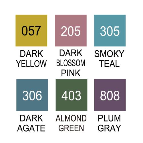 Набір маркерів Kuretake ZIG Clean Color Real Brush Smoky Colors 6кол.