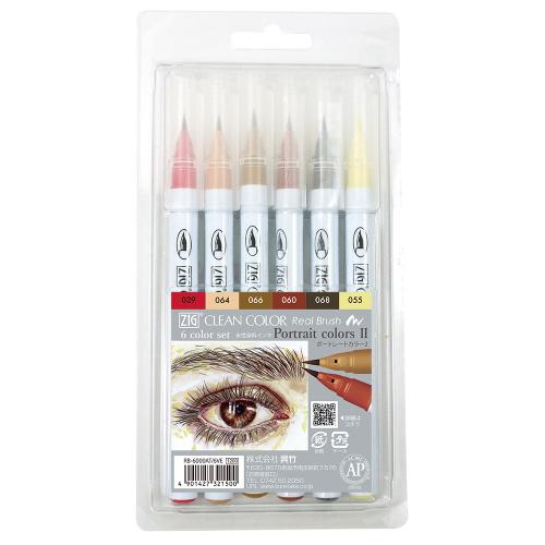 Набір маркерів Kuretake ZIG Clean Color Real Brush Portrait-II 6кол.