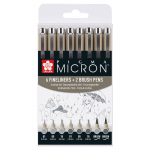 Набір лінерів Sakura Pigma Micron Grey 6шт. + 2шт. brushpen
