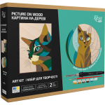 Набір для випалювання картини на дереві Rosa Cats з фарбами