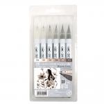 Набір маркерів Kuretake ZIG Clean Color Real Brush Warm Gray 6кол.