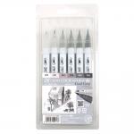 Набір маркерів Kuretake ZIG Clean Color Real Brush Cool Gray 6кол.